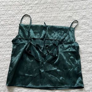 satin floral sage crop top